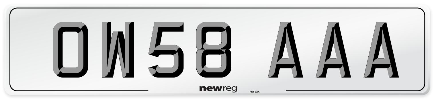 OW58 AAA Number Plate from New Reg